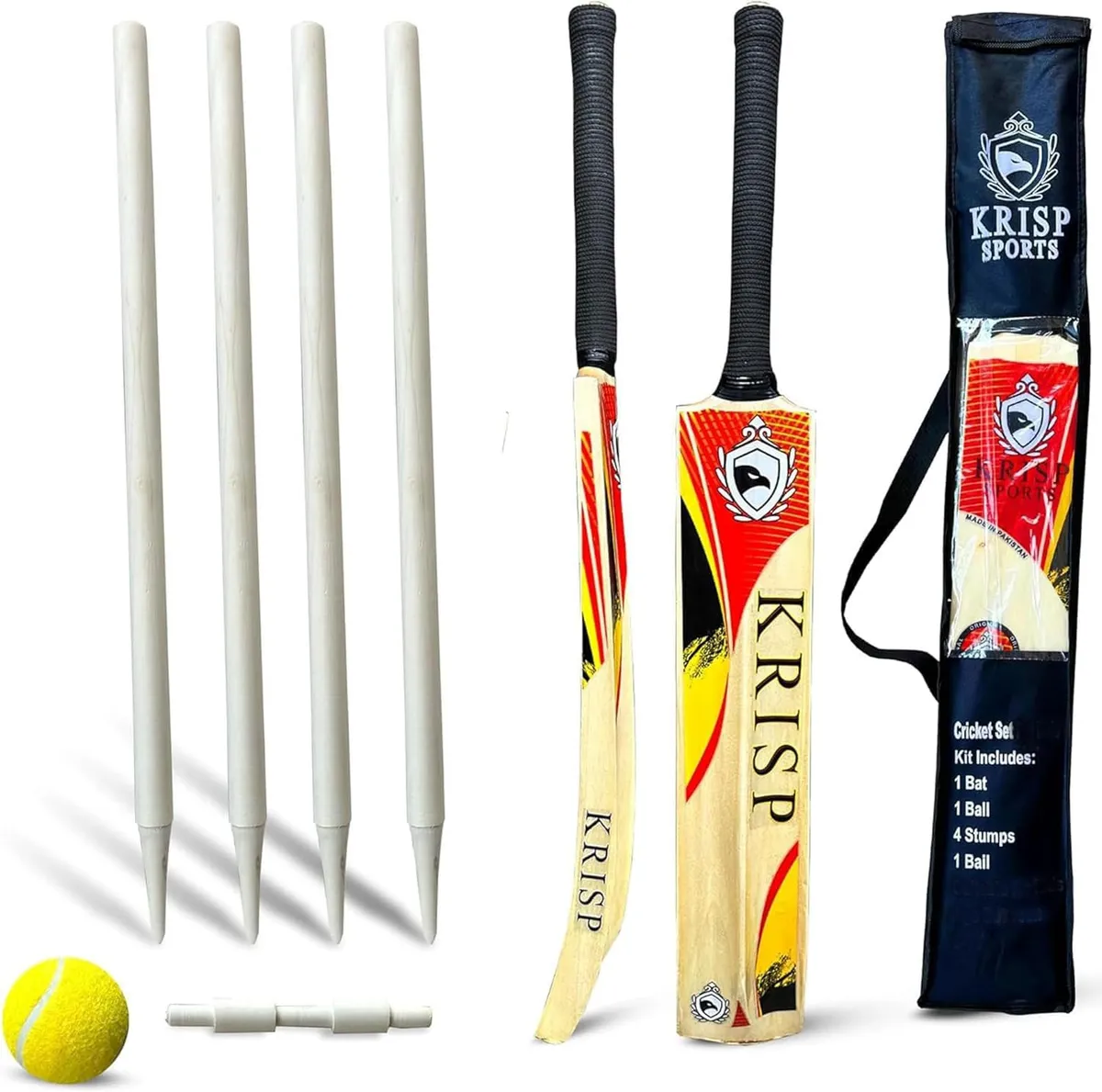 Krisp Sports Kashmir willow junior cricket bat set