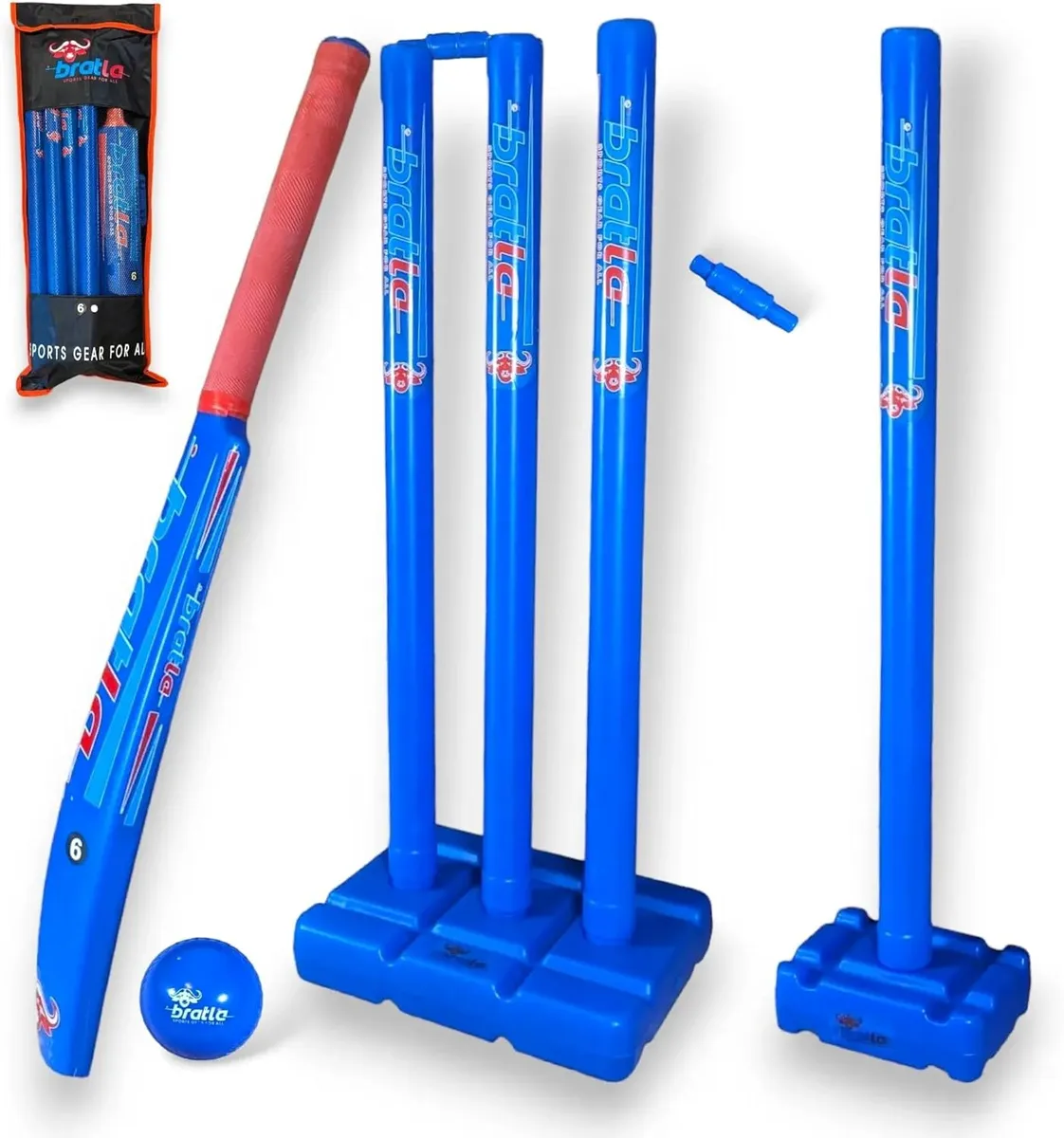 Bratla size 6 junior cricket bat set blue