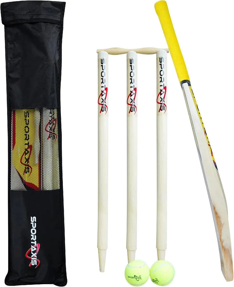 SPORTAXIS wooden junior cricket bat set